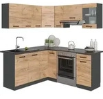 Eckk&uuml;che Vicco R-Line Goldkraft Eiche/Anthrazit 187 x 167 cm, AP Anthrazit,...
