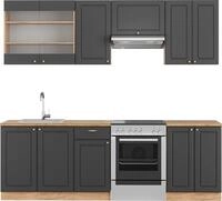 K&uuml;chenzeile Vicco Fame-Line Anthrazit Landhaus/Goldkraft Eiche 240 cm ohne