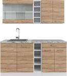 Singlek&uuml;che Vicco R-Line Sonoma/Wei&szlig; 160 cm ohne Arbeitsplatte, Model 37616