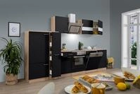 K&uuml;che K&uuml;chenzeile Leerblock Einbauk&uuml;che Eiche Schwarz Merle 310 cm Respekta