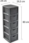 BranQ - Home essential Regal in Rattan Design, BPA-freie Kunststoff PP, Anthrazit,