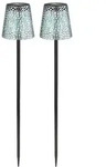 2er Set LED Solarleuchte, Metall, schwarz, Dekorstanzung, H 70 cm