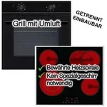 Herdset Backofen Wolkenstein ECO Umluftgrill + PKM Elektrokochfeld Zweikreis