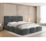 Polsterbett 160x200 mit Bettkasten und Lattenrost &ndash; Graues Bett mit hohem...