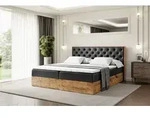 ALTDECOR Boxspringbett mit Eiche Holz LOLLI3 mit H4-Matratze, Kopfteil und...