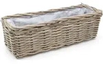 Pflanzkasten aus Rattan eckig mit Folie ausgekleidet - ca. 60 x 22 cm - Weide