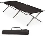 CampFeuer XXL Feldbett mit Tragetasche, Schwarz, Belastbar bis 200kg, 210 x...