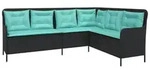 vidaXL Gartensofa mit Kissen L-f&ouml;rmig Schwarz Polyrattan - Schwarz