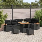 vidaXL 3365139, vidaXL Gartensofa-set mit Kissen 11 pcs Schwarz Poly-Rattan