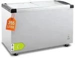 GastroHero Tiefk&uuml;hltruhe ECO 450 mit Glasschiebedeckel &ndash; robuste Bauweise,...
