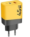 Tactical, GaN Netzteil USB + USB-C 45W Microgrid, Schwarz / Gelb - Bunt
