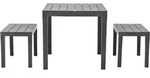 vidaXL Gartentisch mit 2 B&auml;nken Kunststoff Braun - Braun