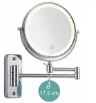 Relaxdays Kosmetikspiegel Wand, mit LED-Beleuchtung, 10-fach, 360&deg; drehbar, &Oslash;...