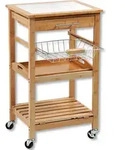 Kesper K&uuml;chenwagen Servierwagen Bambus mit Fliesen + Tablett, 25776 - Braun