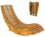 Outsunny Sonnenliege aus Akazienholz Klappbar Ergonomisch Gartenliege mit S-Form -