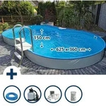 Stahlwandpool Set achtform Cannes 625x360x150cm, Stahl 0,8mm wei&szlig;, Folie 0,6mm...