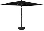 vidaXL Gartenparasol mit LED-Lichtern und Sockel 200 x 300 cm - Schwarz
