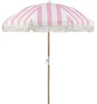 BELIANI Sonnenschirm Rosa Stoff-Bespannung Rund ⌀ 150 cm mit Volant...