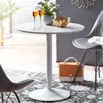 WOHNLING Esstisch Rund 75x75x74 cm Kleiner K&uuml;chentisch Wei&szlig; Hochglanz Runder