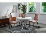 Runder Ausziehbarer Esstisch in Wei&szlig;er Marmoroptik - Loft Style Tisch mit...