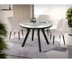 Designer Runder Ausziehbarer Esstisch - Loft-Stil, Industriell, Platzsparend -