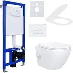 Aloni Dusch‐WC Komplettset sp&uuml;lrandlos wandh&auml;ngend mit Taharet / Bidet...