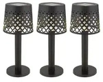 3x LED Solarleuchte, schwarz, Dekorstanzungen, Akku, H 21 cm - Schwarz