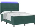 vidaXL Boxspringbett mit LED-Lichtleisten Dunkelgr&uuml;n 140 x 200 cm Samt - Gr&uuml;n