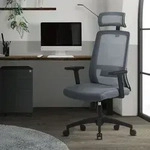 ML-Design B&uuml;rostuhl ergonomisch, Grau, aus Mesh, mit Verstellbarer Kopfst&uuml;tze...