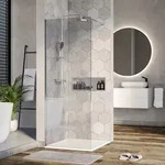 Duschabtrennung Walk-In Nano Echtglas EX101 - Klarglas - 10 mm - Wandprofil...