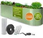 TTL GARDEN Hochbeet Nature XL 320&times;80&times;80 cm &ndash; Metall Salbei-Gr&uuml;n oval &...