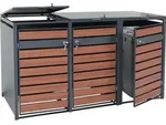 3er M&uuml;lltonnenverkleidung HWC-J81, M&uuml;lltonnenbox, erweiterbar, Metall 82kg,
