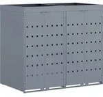 vidaXL Wagenm&uuml;llbeh&auml;lter f&uuml;r 2 Beh&auml;lter Hellgrau 136 x 77,5 x 121,5 cm -...