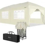 Zelsius Faltbarer Pavillon 3x6 m mit Seitenw&auml;nden, Beige, Faltpavillon UV30,