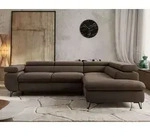 Couch mit Schlaffunktion L-form Ecksofa mit Topper T25 Wohnzimmersofa mit