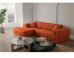 Ecksofa Designersofa CHANTAL in Stoff Opera Velvet Orange Ottomane Links -...