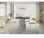 Esstisch Rund Ausziehbar mit Lamellen im Loft-Stil &ndash; 120 bis 200 cm &ndash; Tisch...