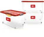 BigDean 3 St&uuml;ck 60 L Aufbewahrungsbox mit Deckel gro&szlig; rot - stapelbare...