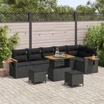 vidaXL Gartensofa-set 9 pcs Schwarz Poly-Rattan - Schwarz