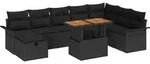 vidaXL Gartensofa-set mit Kissen 9 pcs Schwarz Poly-Rattan - Schwarz