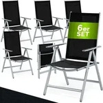 CASARIA&reg; Gartenst&uuml;hle 6er Set Hochlehner Klappbar 8-Fach Verstellbar Camping...