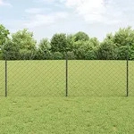 vidaXL Kettenzaun mit Pfosten 25 x 0,8 m Verzinkter Stahl Grau Netz - Grau
