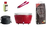 LotusGrill XL Starter-Set Feuerrot &ndash; Holzkohle-Tischgrill mit USB-L&uuml;fter,...