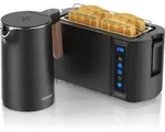 Arendo Fr&uuml;hst&uuml;cks-Set Edelstahl, Wasserkocher mit Temperatureinstellung 1,5l, 4
