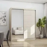Schwebet&uuml;renschrank Kleiderschrank Bono 05, 160 cm, Sonoma/Sonoma mit Spiegel -
