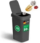 Novaliv 2 St&uuml;ck M&uuml;lleimer 50L mit 2in1 Deckel, Klappdeckel & Schwingdeckel,