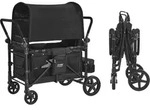 VEVOR 4-Sitzer-Kinderwagen, faltbarer Push-Pull-Kinderbuggy mit verstellbarem Griff,