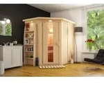Karibu Sauna Innensauna Carin Eckeinstieg ohne Zubeh&ouml;r 210x165x202 cm mit Dachkranz