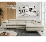Ecksofa Sofa Beige, Wohnlandschaft L-Form mit Schlaffunktion und Bettkasten,