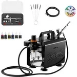 VEVOR Airbrush Set 1/6 PS mit Luftkompressor, 1 Dual Action Airbrush Pistole...